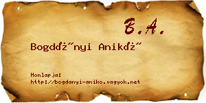 Bogdányi Anikó névjegykártya